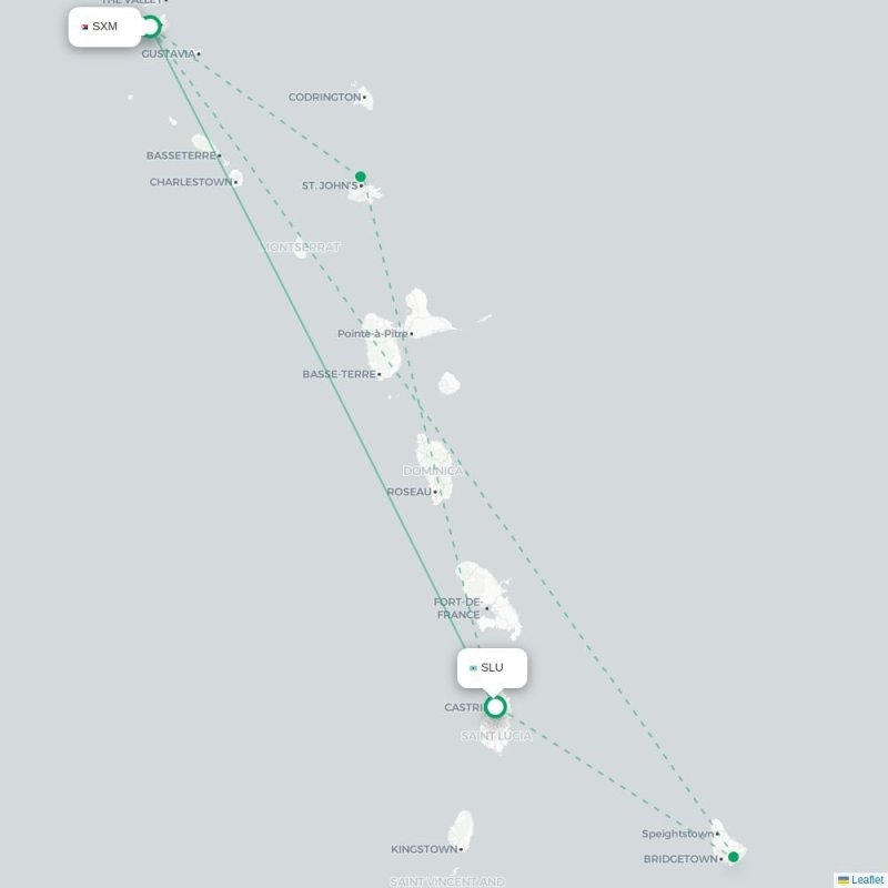 SXM - SLU route map