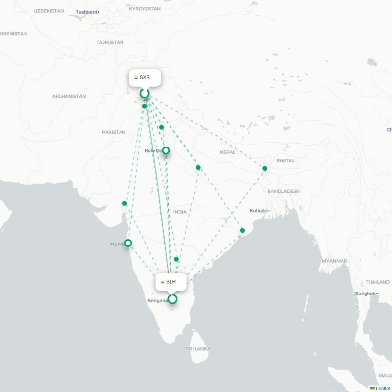 SXR - BLR route map