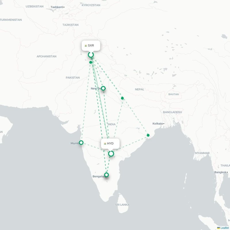 SXR - HYD route map