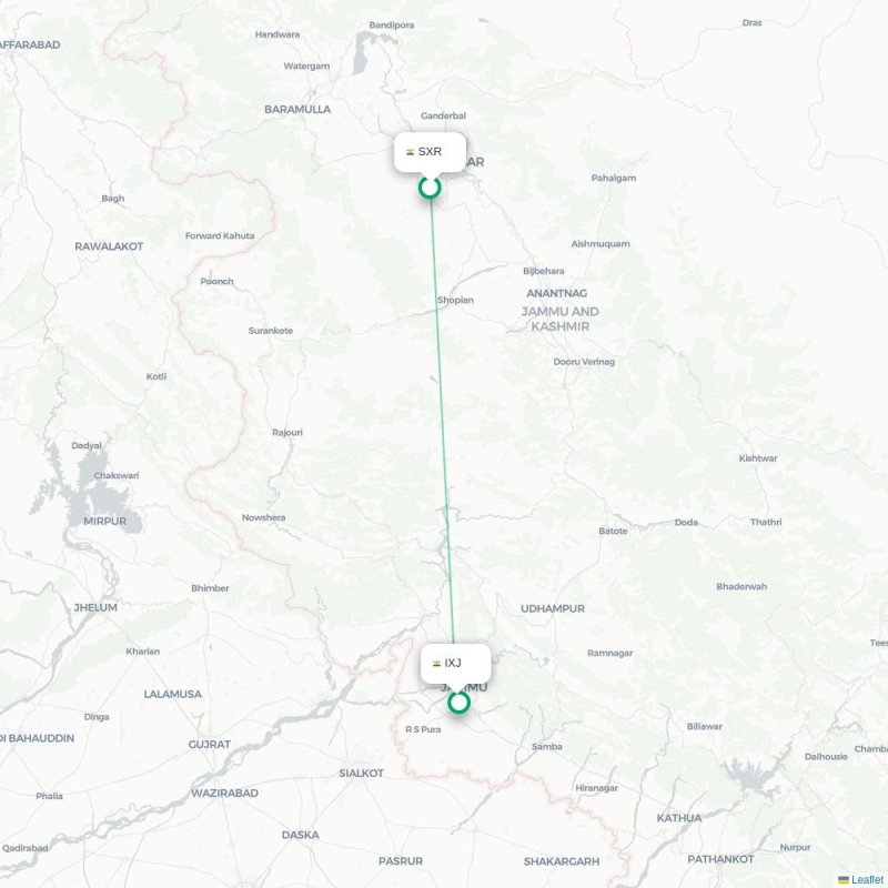 SXR - IXJ route map