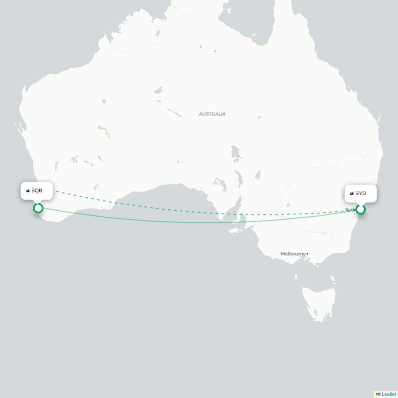 SYD - BQB route map
