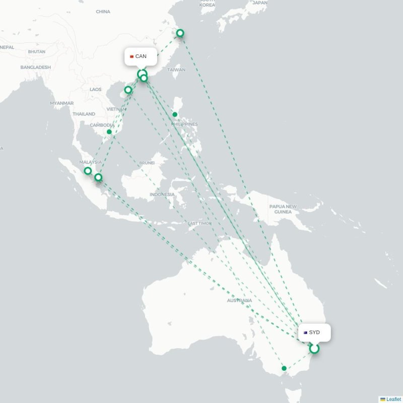 SYD - CAN route map