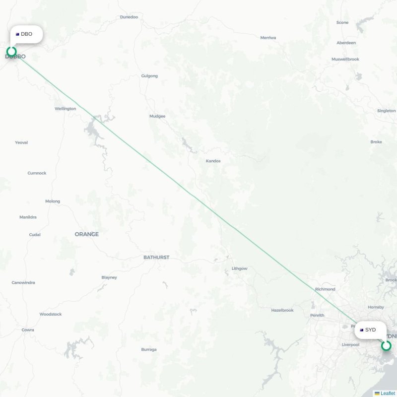 SYD - DBO route map