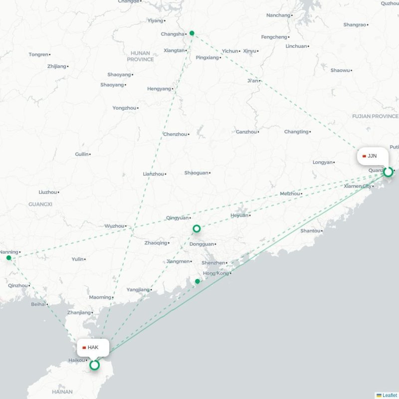 SYD - HAK route map