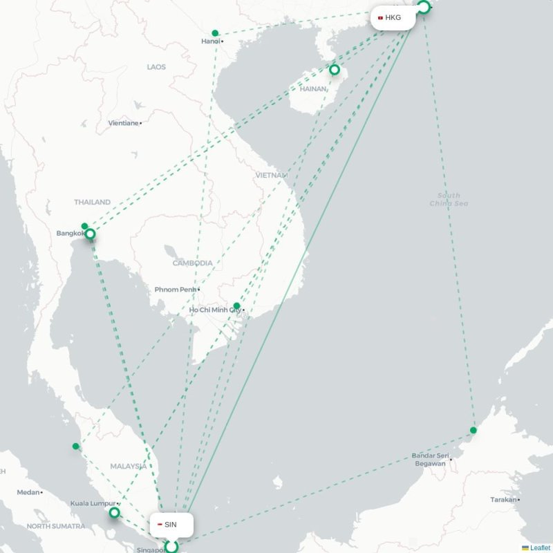 SYD - HKG route map