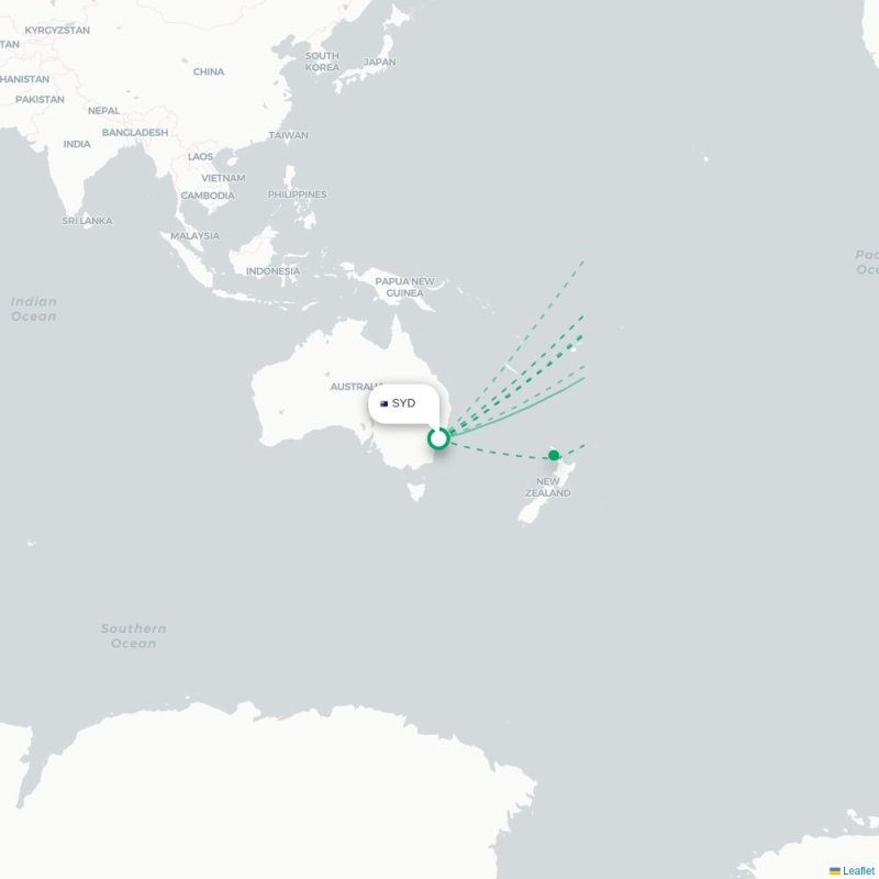 SYD - IAH route map
