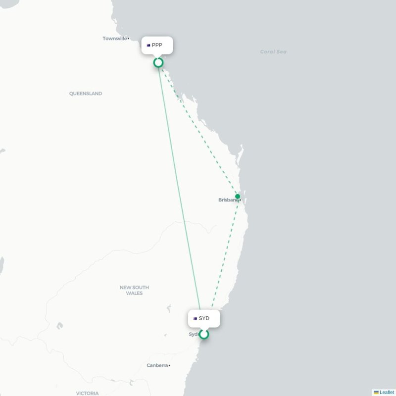 SYD - PPP route map