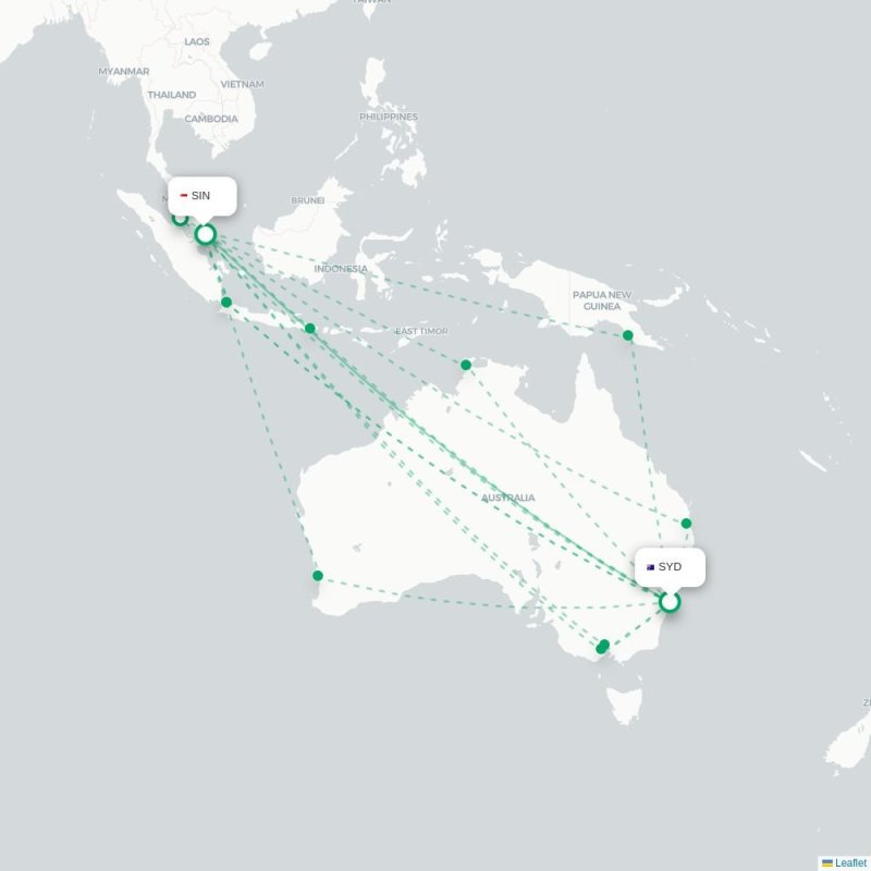 SYD - SIN route map