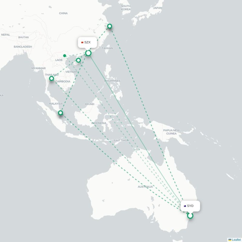 SYD - SZX route map