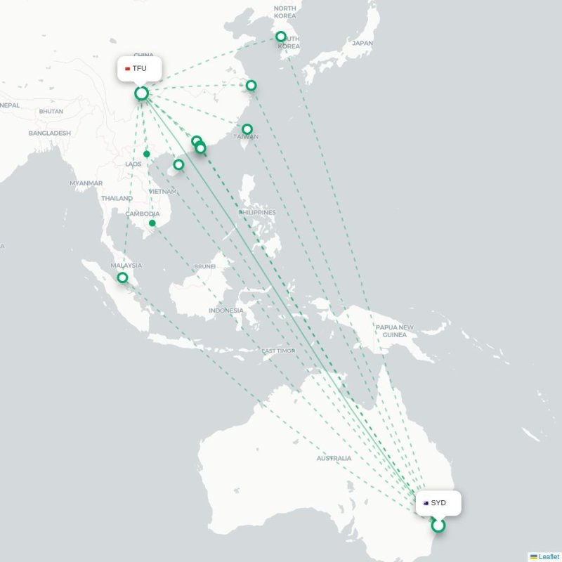 SYD - TFU route map