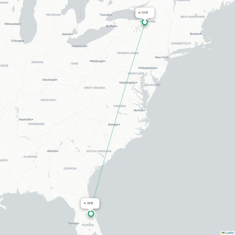 SYR - SFB route map
