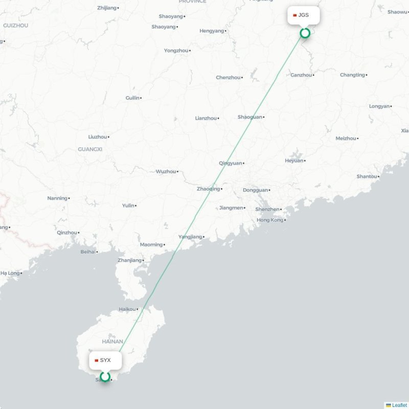 SYX - JGS route map