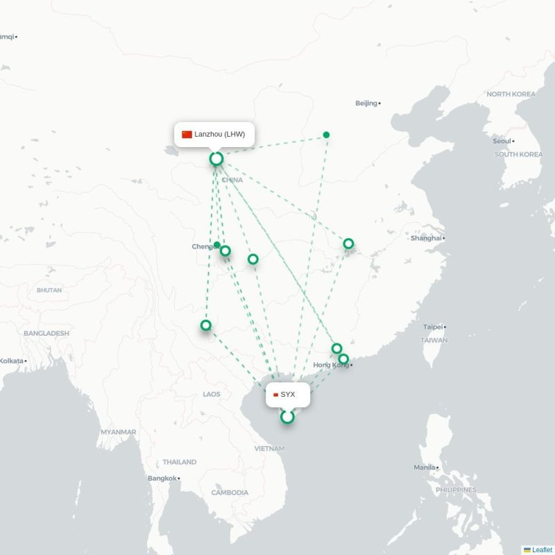 SYX - LHW route map