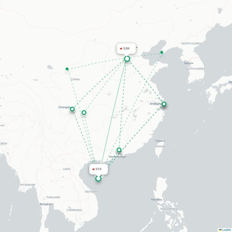 SYX - SJW route map