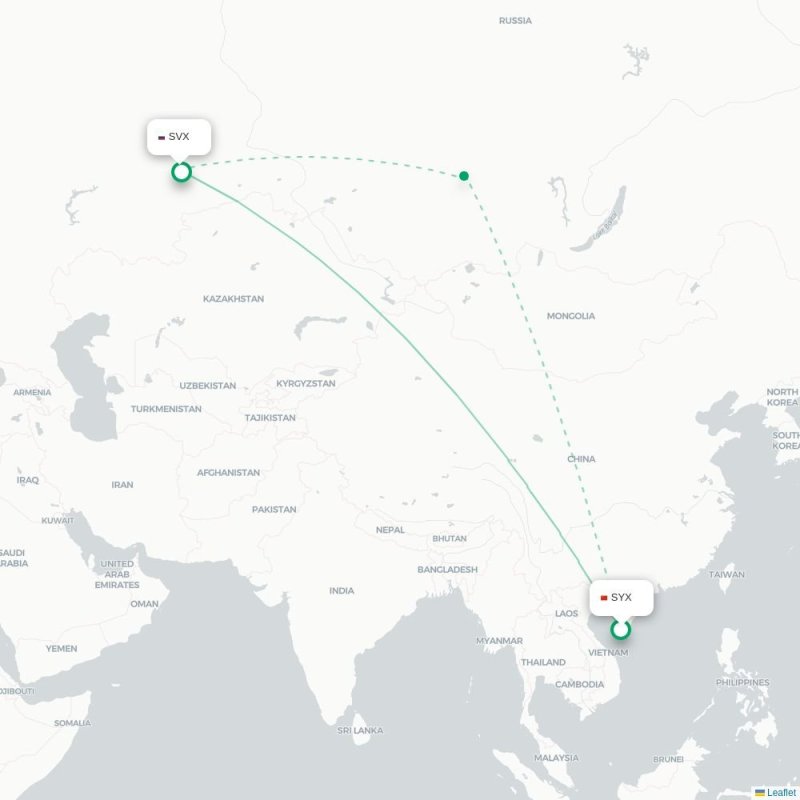 SYX - SVX route map