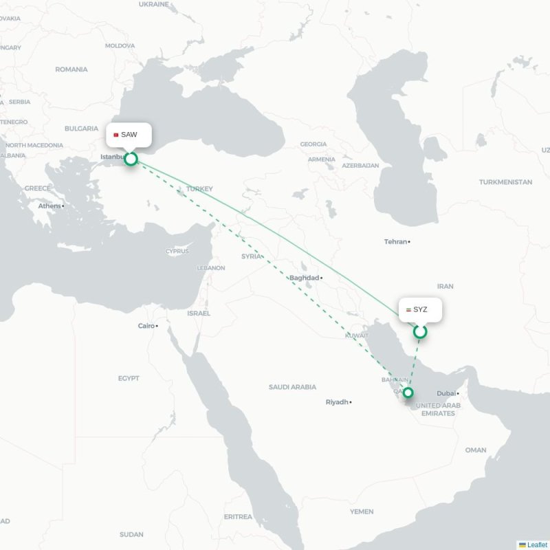 SYZ - SAW route map