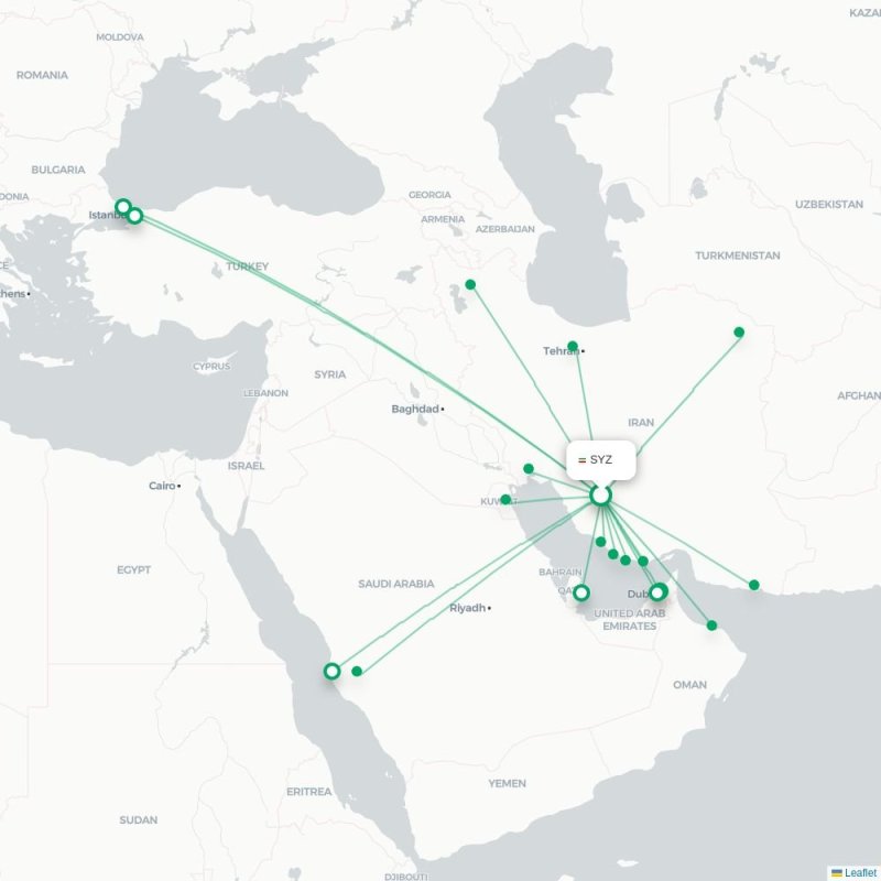 SYZ - THR route map