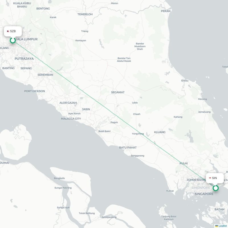 SZB - SIN route map
