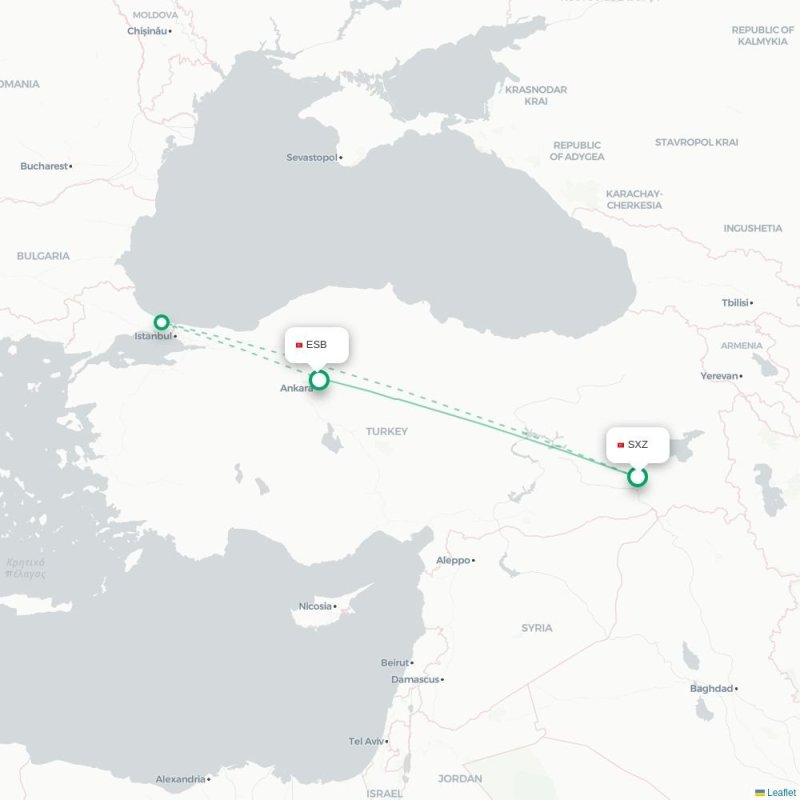 SZF - ESB route map