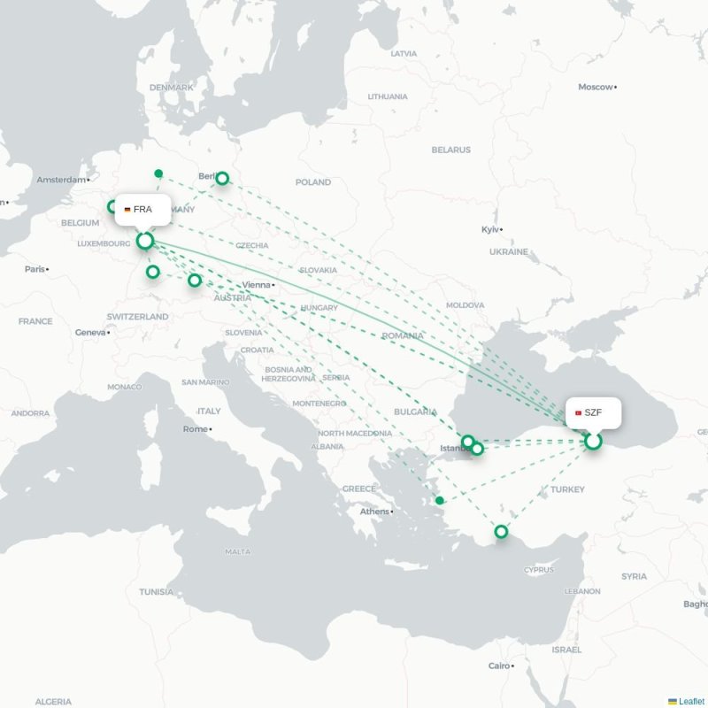 SZF - FRA route map