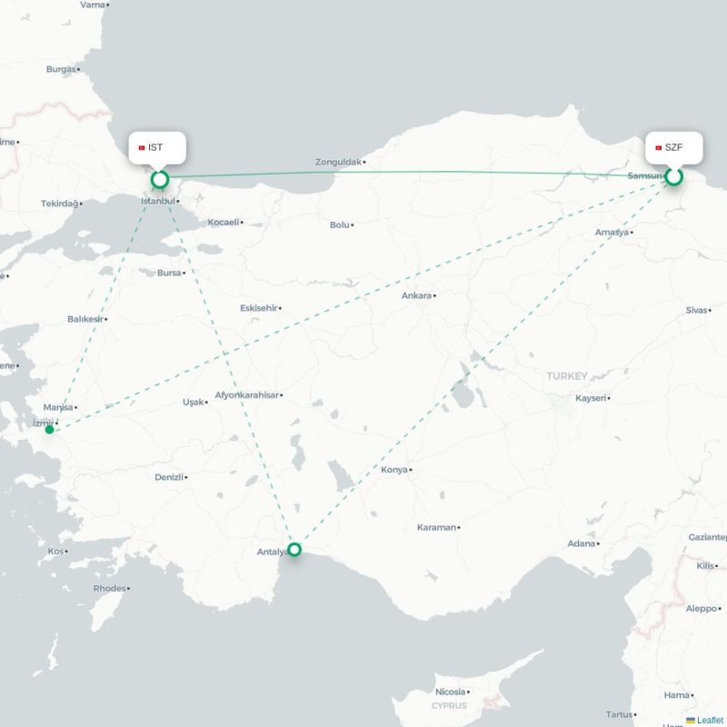 SZF - IST route map