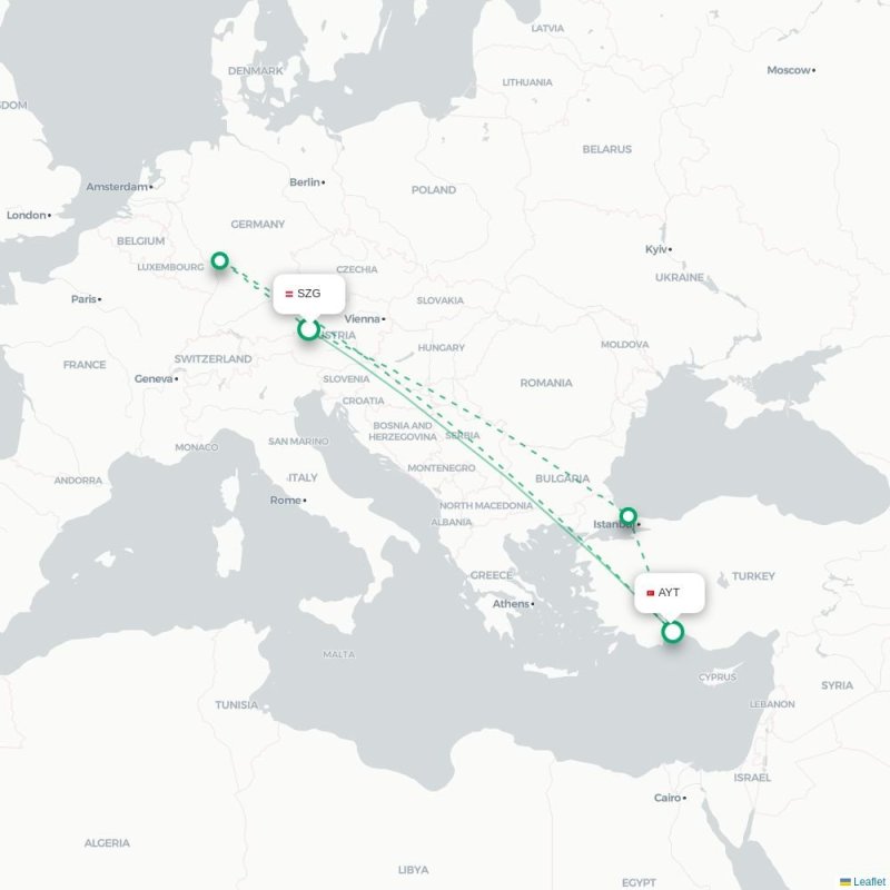 SZG - AYT route map