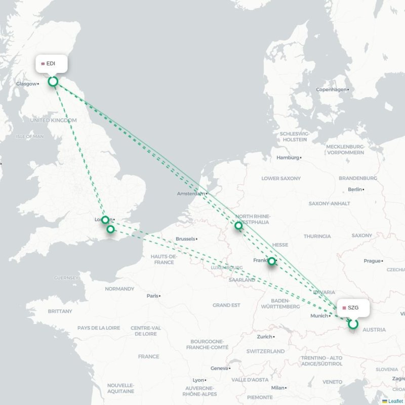 SZG - EDI route map
