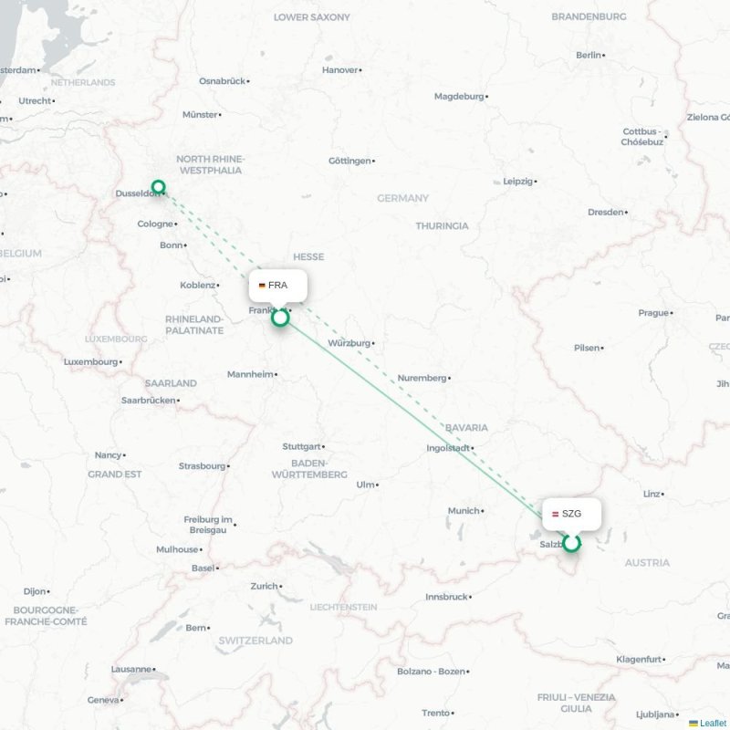 SZG - FRA route map