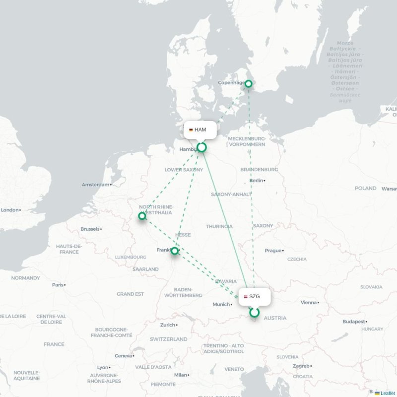SZG - HAM route map