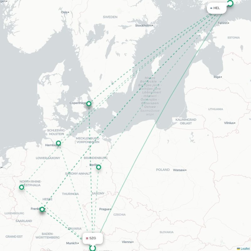 SZG - HEL route map