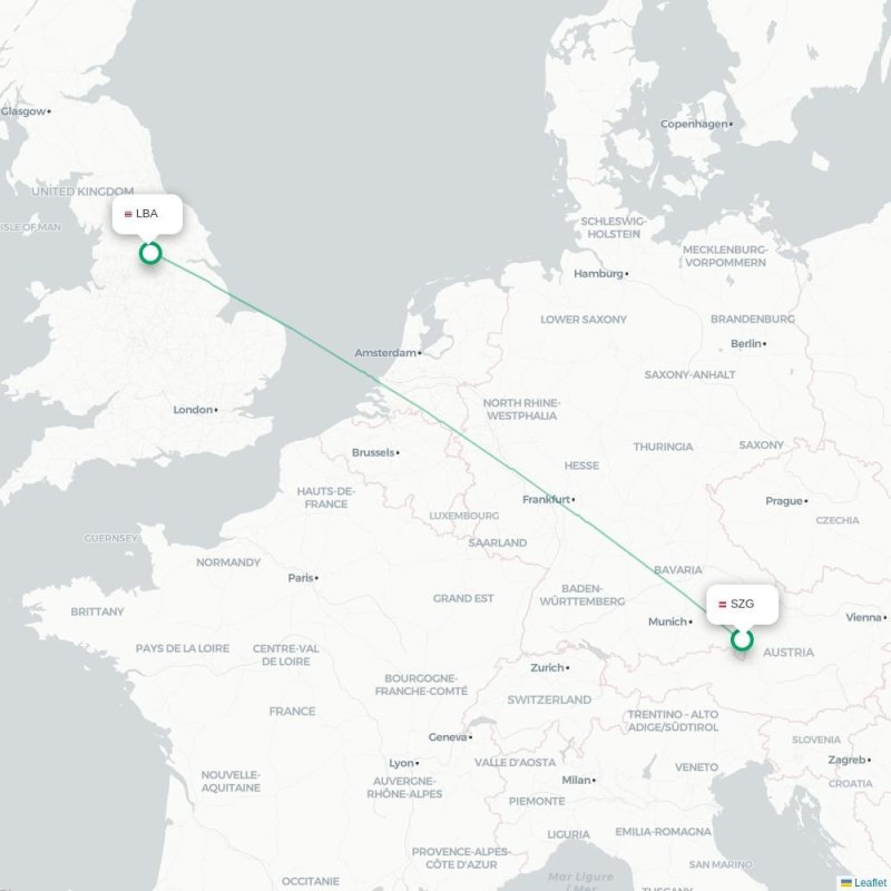 SZG - LBA route map