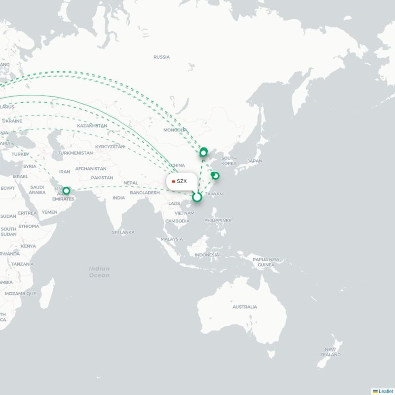 SZX - BRU route map