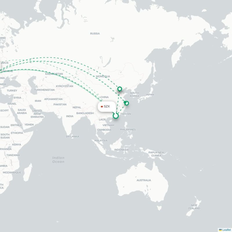 SZX - BUD route map