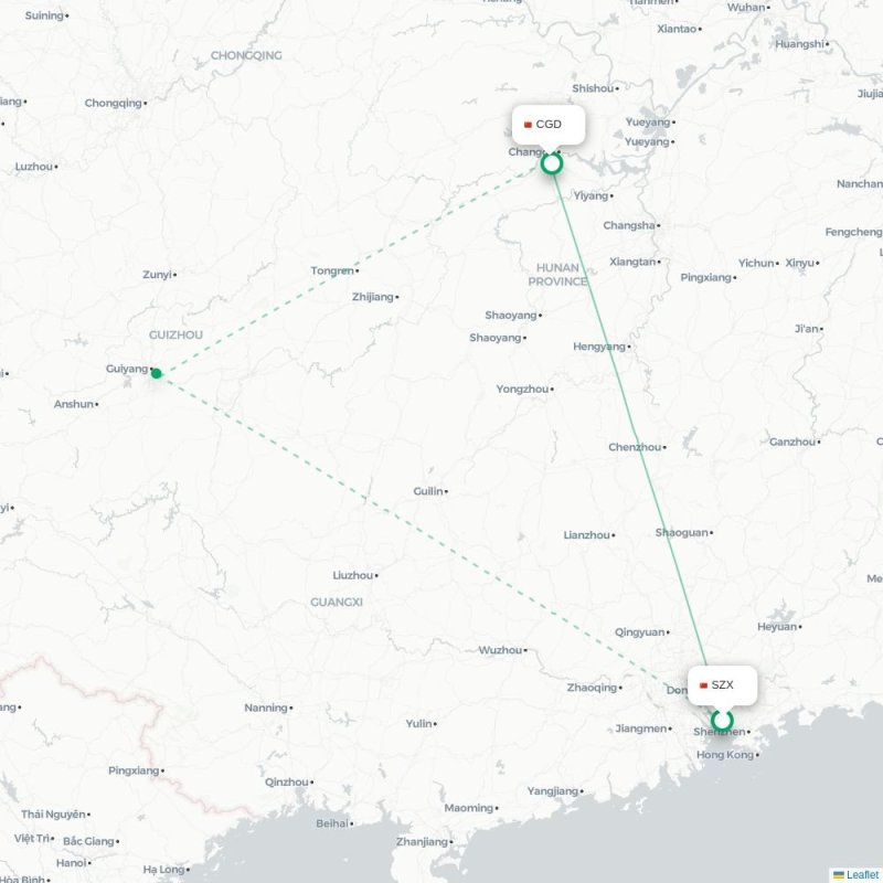 SZX - CGD route map