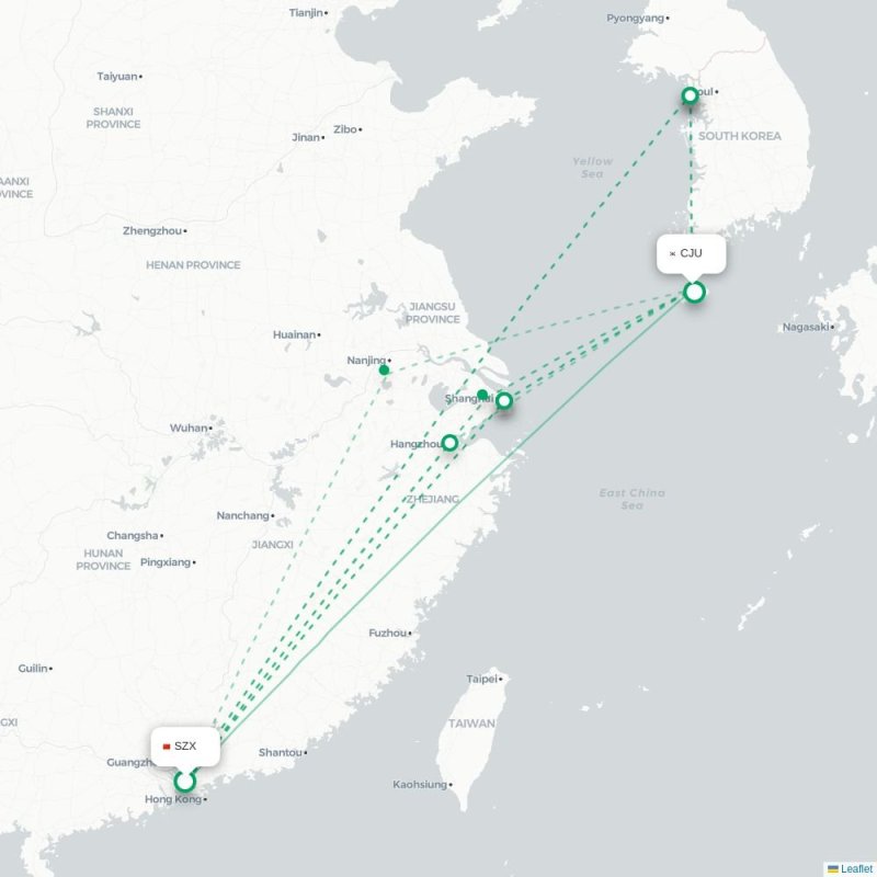 SZX - CJU route map