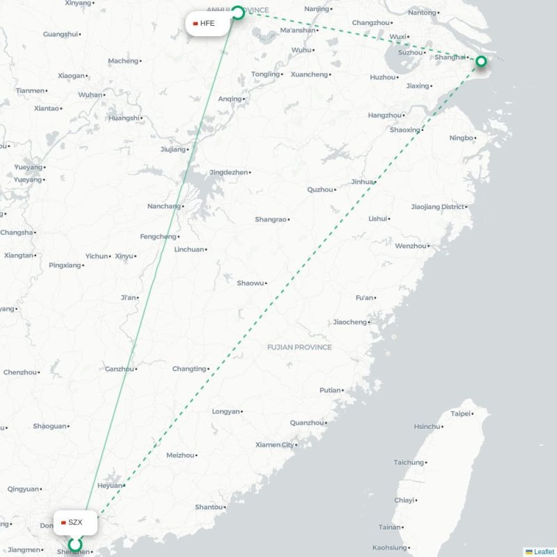 SZX - HFE route map