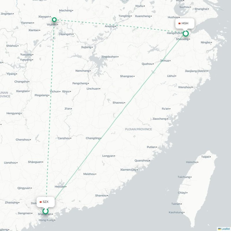 SZX - HGH route map