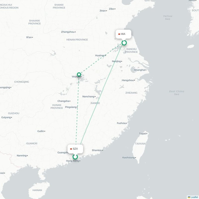 SZX - HIA route map