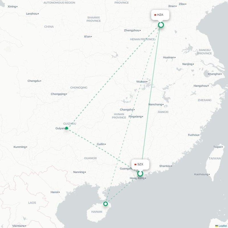 SZX - HZA route map
