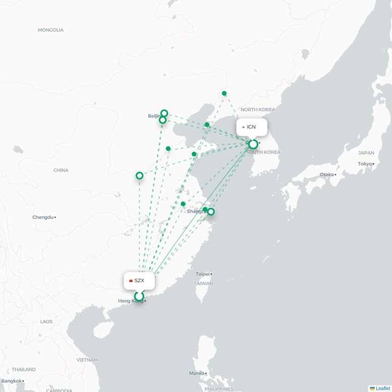 SZX - ICN route map