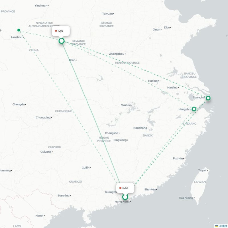 SZX - IQN route map