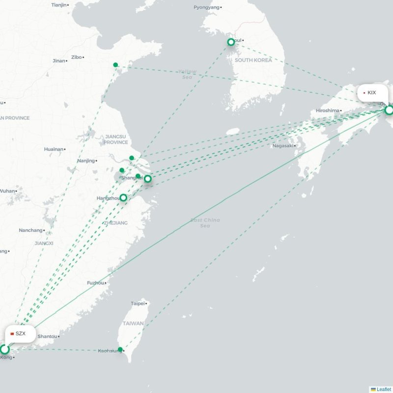 SZX - KIX route map