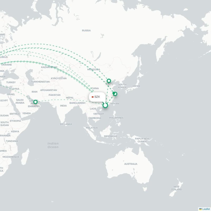 SZX - MAD route map