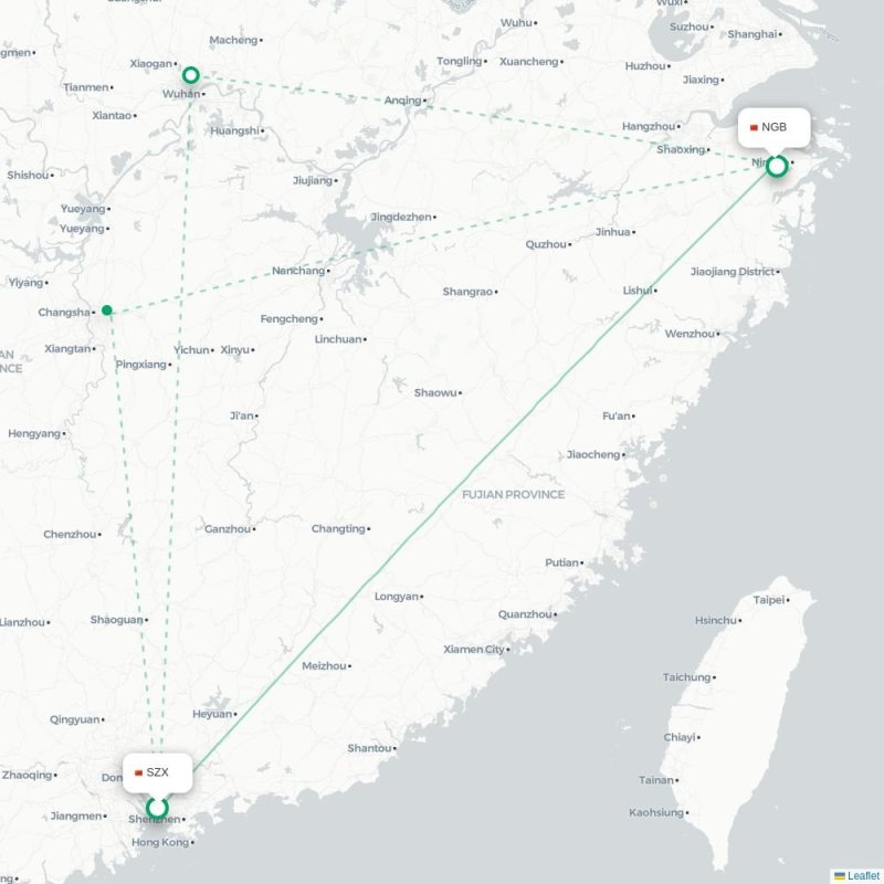 SZX - NGB route map