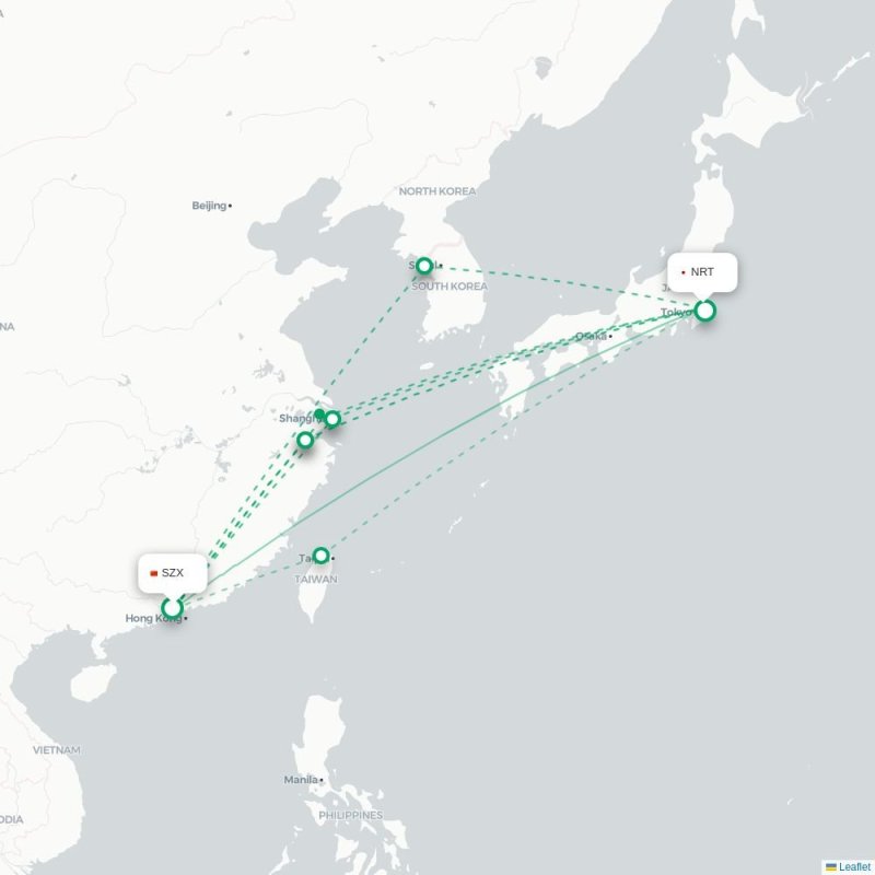 SZX - NRT route map