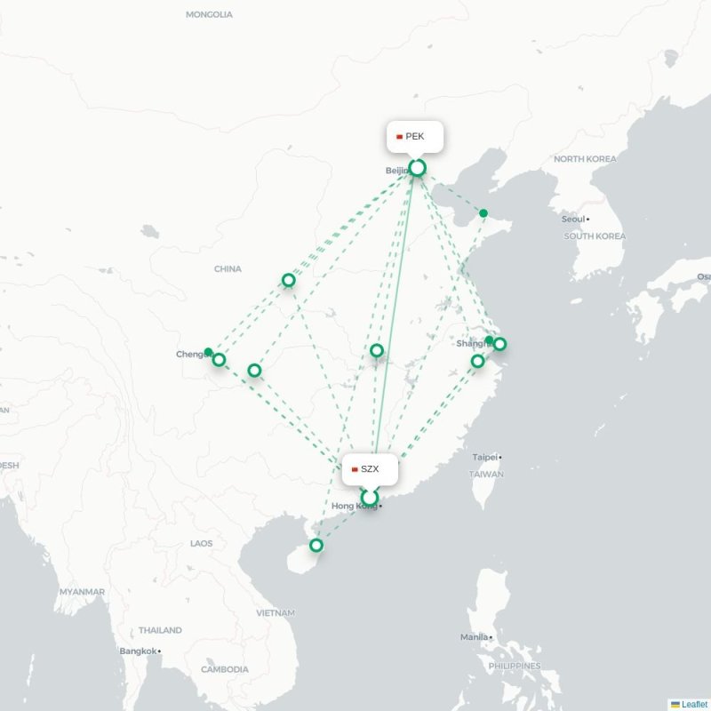 SZX - PEK route map