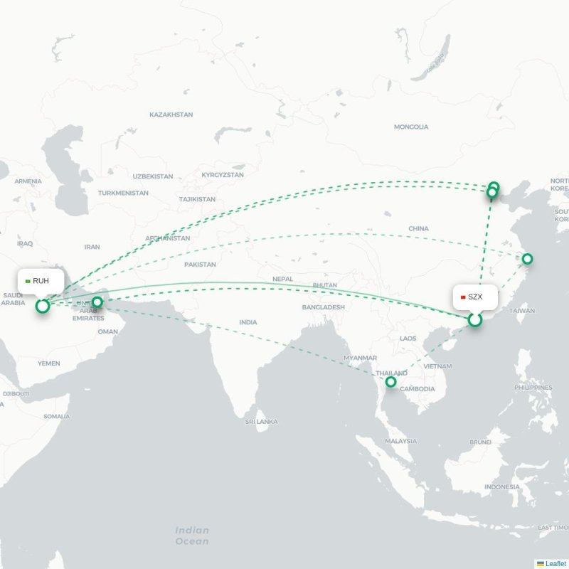 SZX - RUH route map
