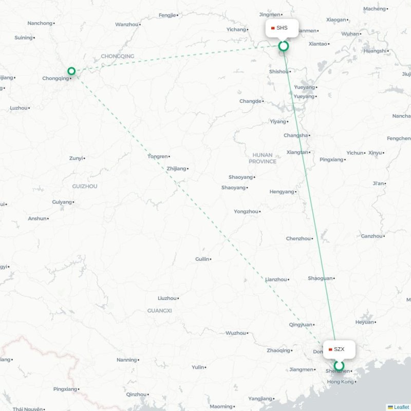 SZX - SHS route map