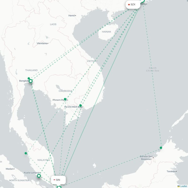 SZX - SIN route map