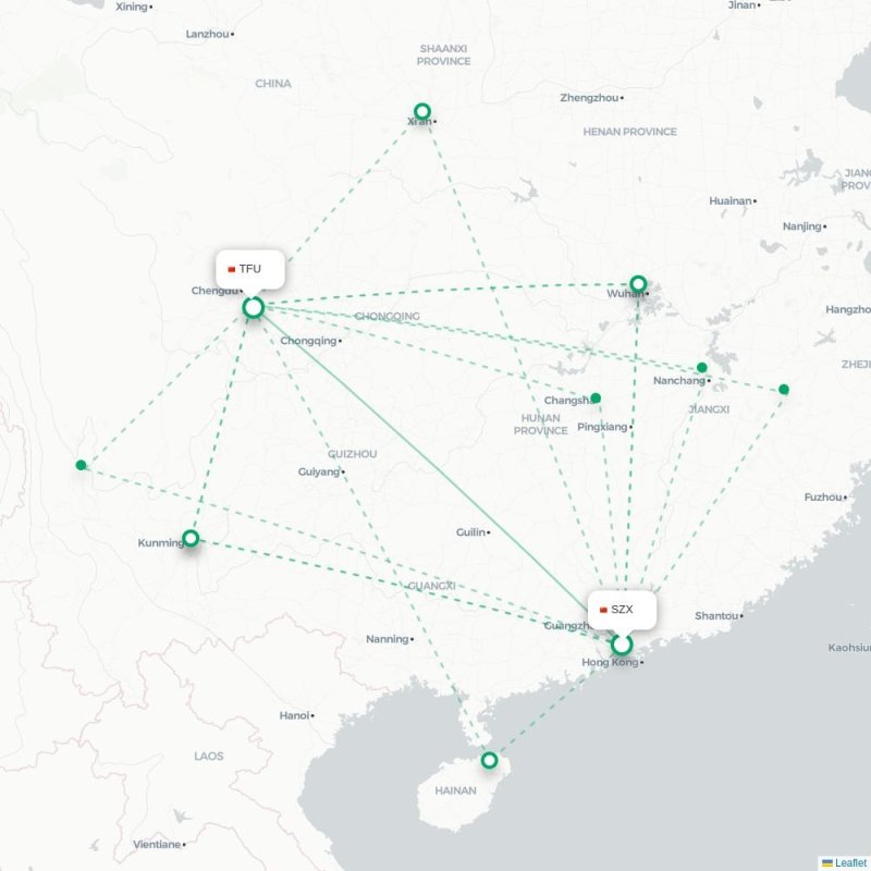 SZX - TFU route map